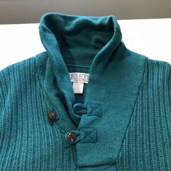 Duluth Trading Co. cotton wool high neck buttons green pullover knit sweater S - Picture 4 of 8